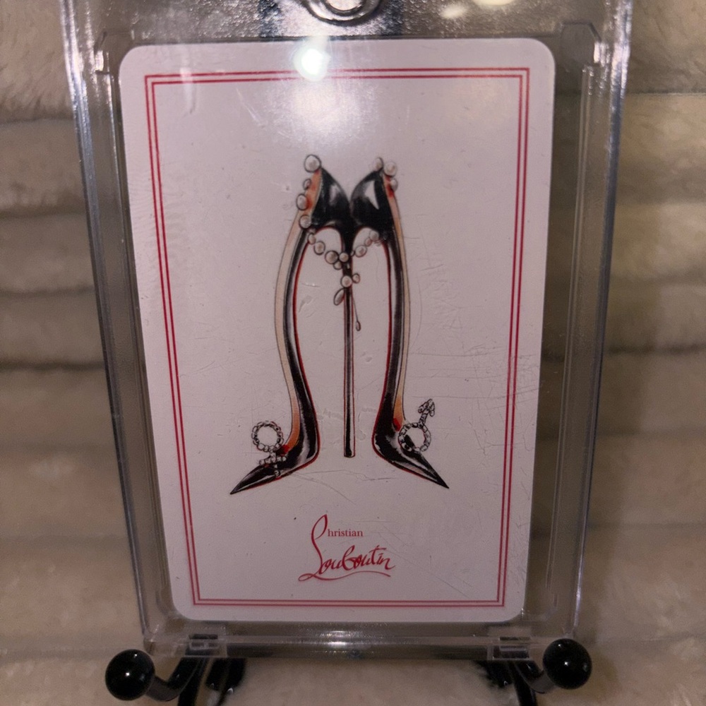 Christian Louboutin Black and Red High Heels Card